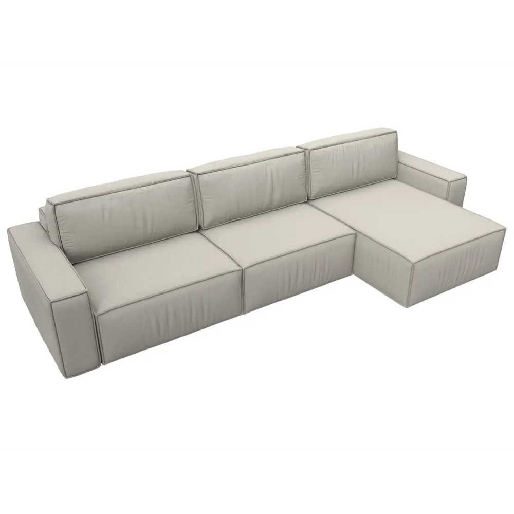 Фото 7 Диван угловой Прага Классик лонг правый угол Лига диванов 125534 357x88x170 см рогожка цвет амур 02 бежевый