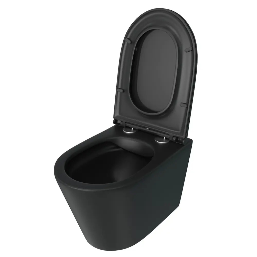 Фото 10 Инсталляция с унитазом комплект 5 в 1 Teymi F13531 унитаз подвесной безободковый черный Solli Black кнопка нержавеющая сталь