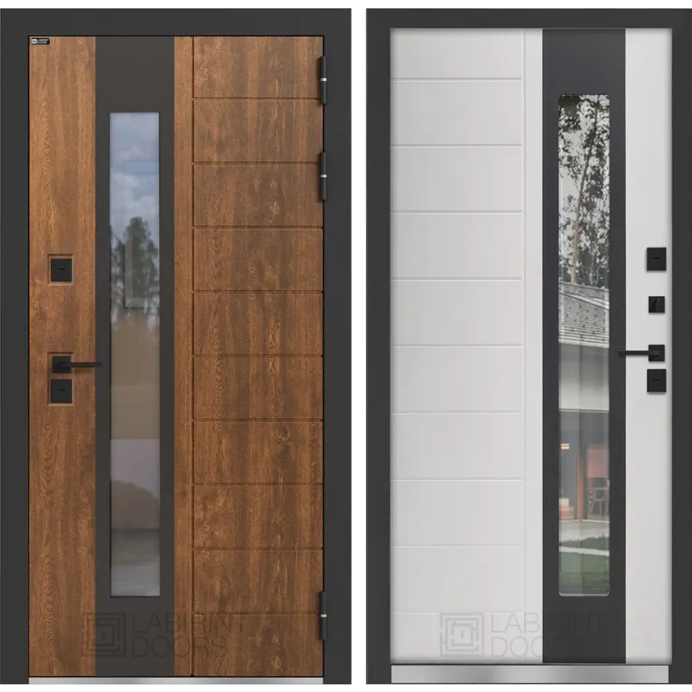 Фото Входная дверь Labirintdoors Норд плюс правый 205x88см цвет винорит nussbaum/белый софт Фото Входная дверь Labirintdoors Норд плюс правый 205x88см цвет винорит nussbaum/белый софт
