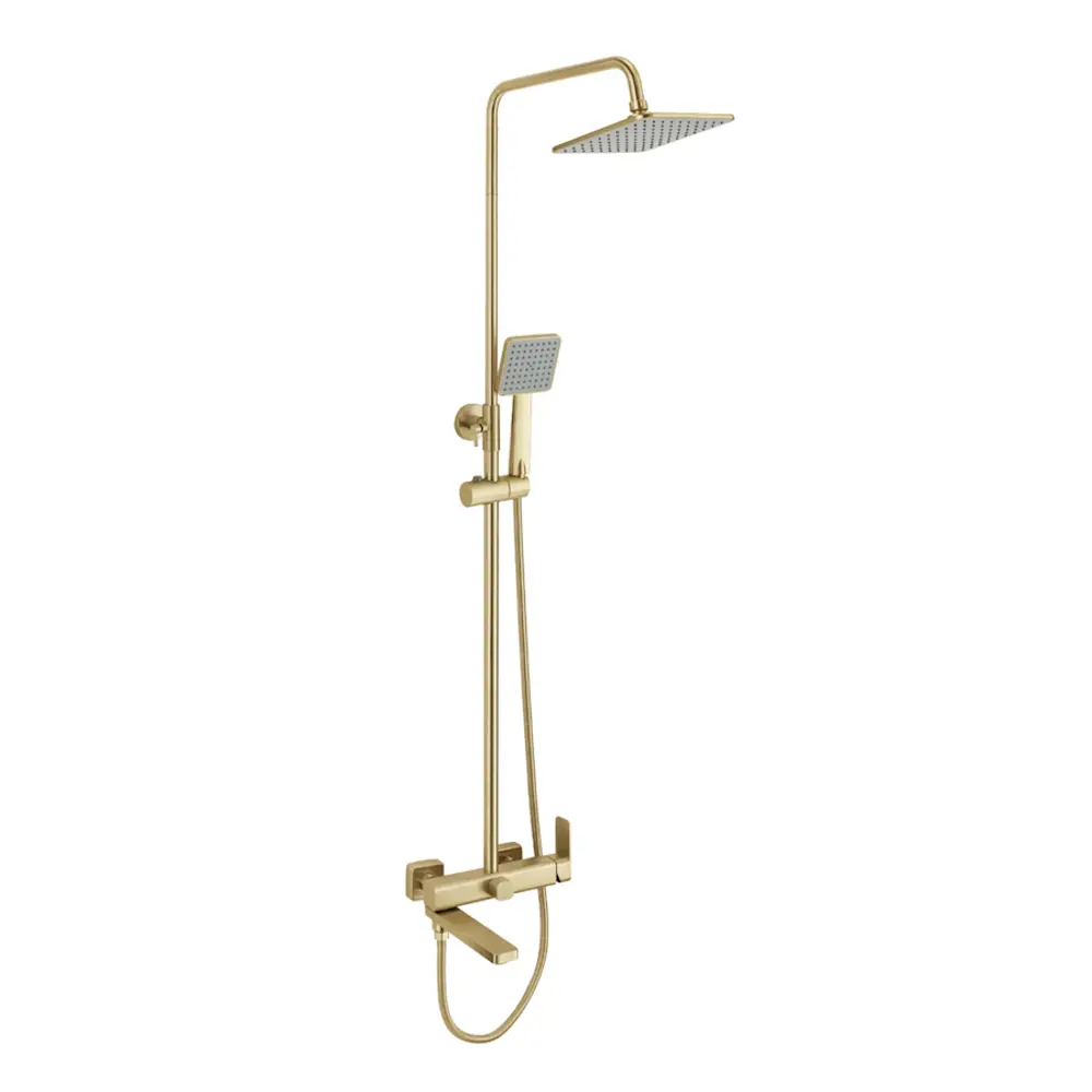 Фото Душевая стойка Fmark FS8745-22C-LM 3 режимная цвет матовое золото Фото Душевая стойка Fmark FS8745-22C-LM 3 режимная цвет матовое золото