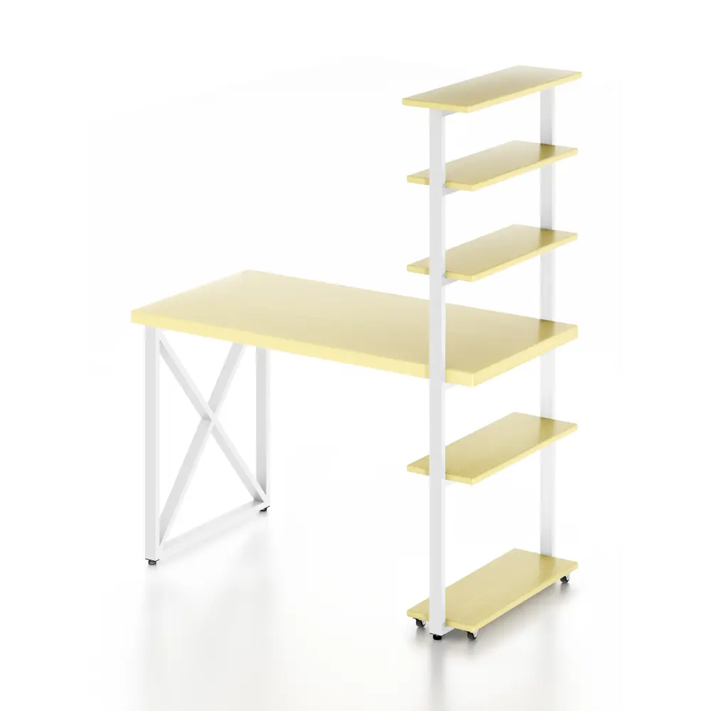 Фото 2 Стол Solarius loft с 5 полками столешница 40 мм 80x145x120 см крестообразные ножки сосна цвет ванильный Фото 2 Стол Solarius loft с 5 полками столешница 40 мм 80x145x120 см крестообразные ножки сосна цвет ванильный