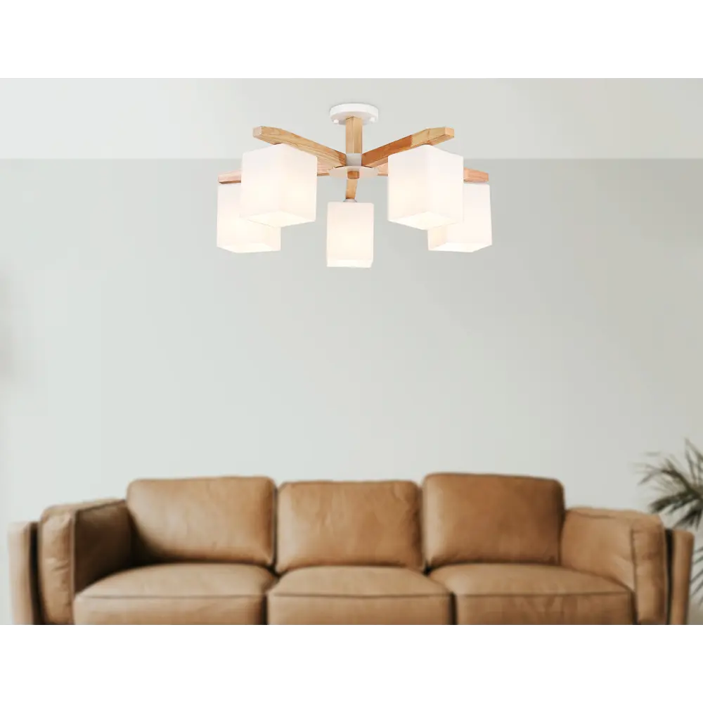 Фото 6 Люстра на штанге Ambrella Light Traditional Ambr_tr83118 5 ламп 7.86 м² цвет белый/светлое дерево Фото 6 Люстра на штанге Ambrella Light Traditional Ambr_tr83118 5 ламп 7.86 м² цвет белый/светлое дерево