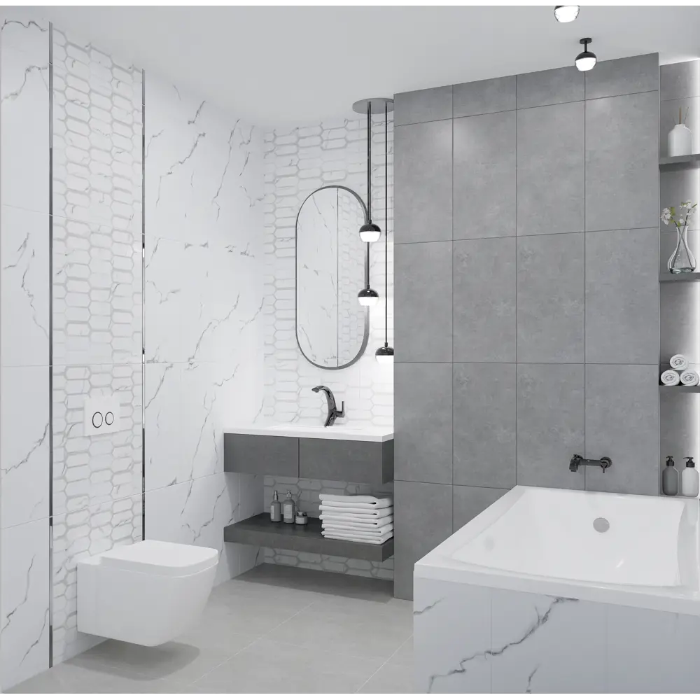 Фото Настенная плитка Azori Calacatta opaco 00-00108672 31.5x63см цвет белый, цена за упаковку