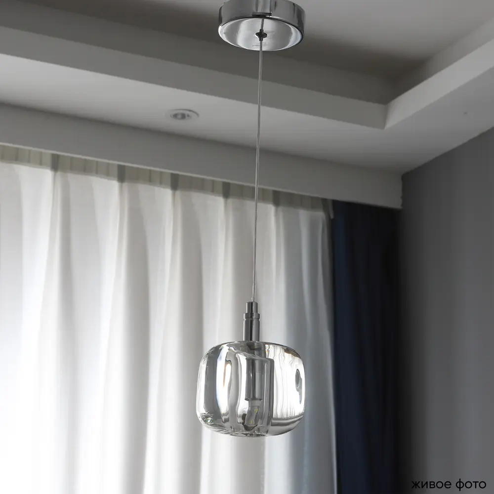 Фото 3 Светильник подвесной Crystal Lux Box sp1 chrome-transparent 1 лампа 2 м² цвет хром Фото 3 Светильник подвесной Crystal Lux Box sp1 chrome-transparent 1 лампа 2 м² цвет хром