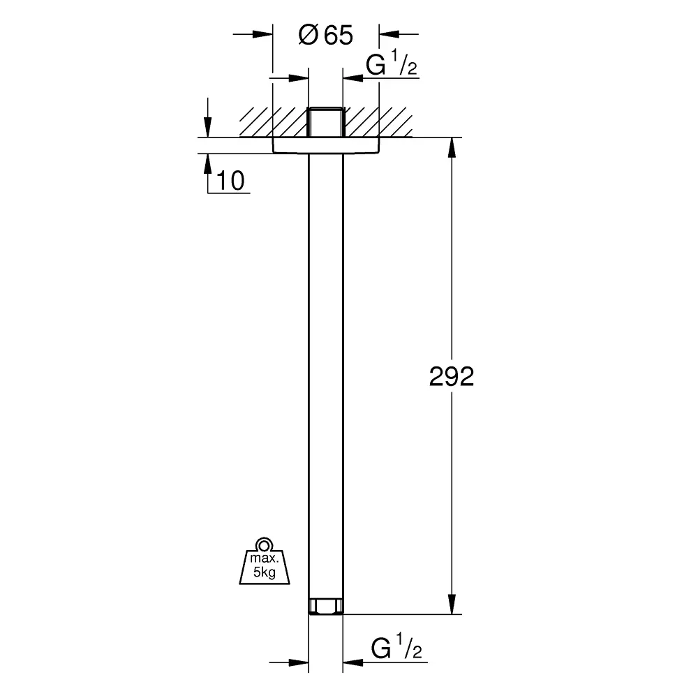Фото 2 Потолочный душевой кронштейн Grohe Rainshower neutral хром Фото 2 Потолочный душевой кронштейн Grohe Rainshower neutral хром