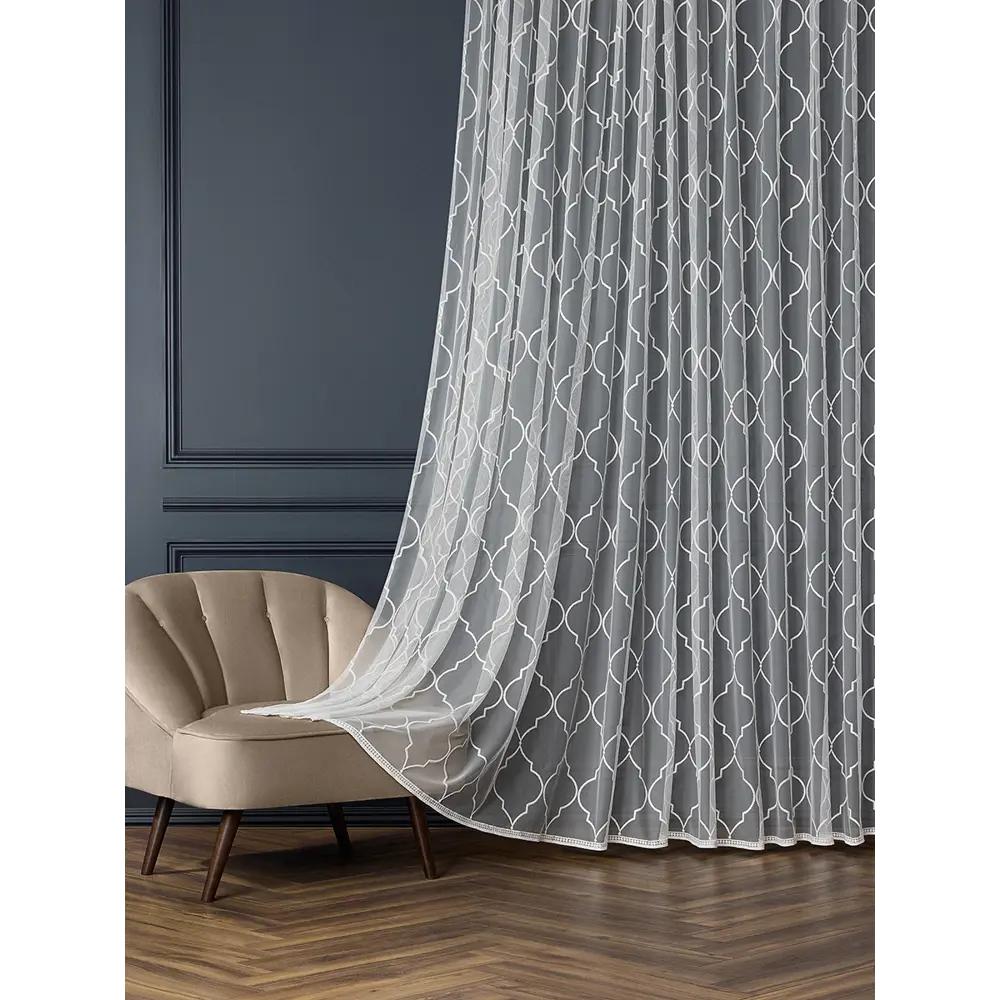 Фото Штора Arya home 8001885869982 на шторной ленте 260x400 см цвет белый Фото Штора Arya home 8001885869982 на шторной ленте 260x400 см цвет белый