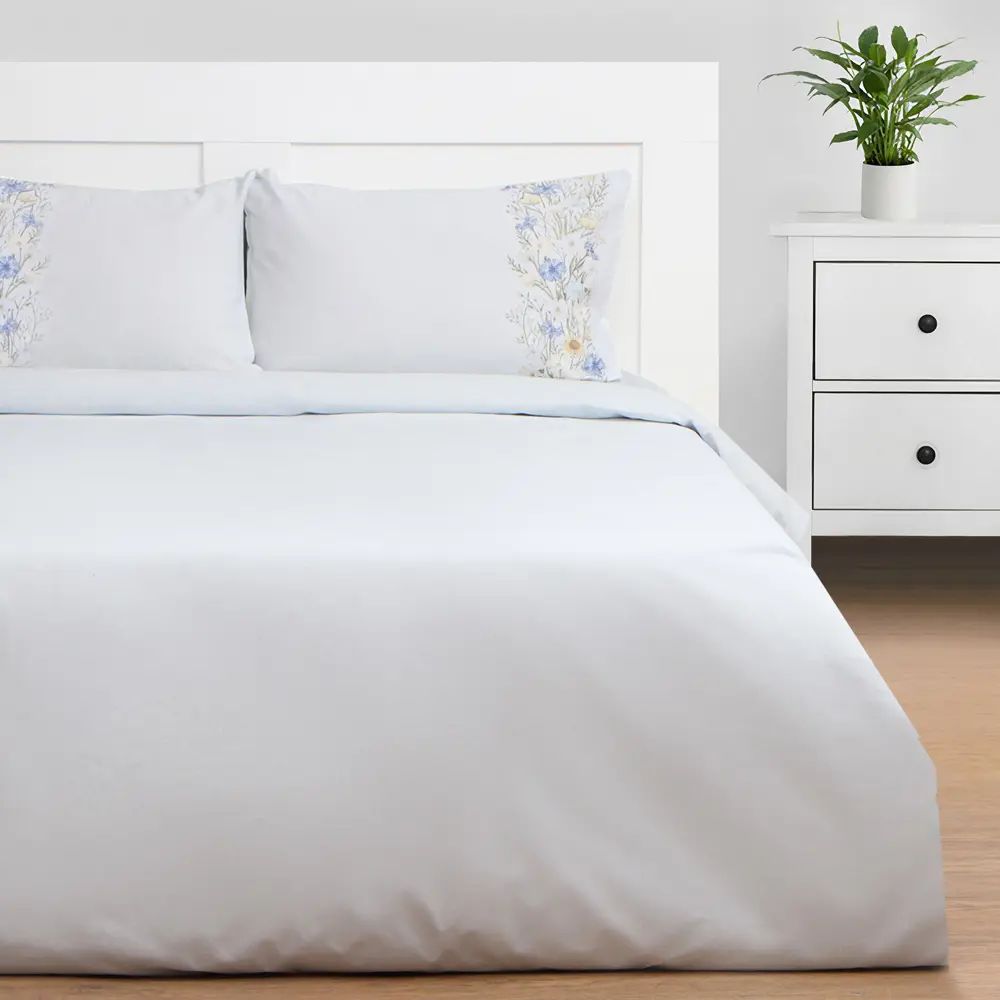 Фото Комплект постельного белья Этель Flower stripe 9947019 1.5-спальный поплин цвет белый