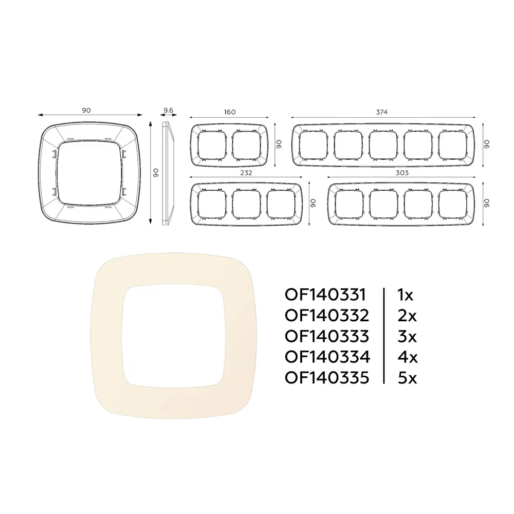 Фото 4 Рамка для розеток и выключателей Ambrella volt Omega Ecta OF140334 4 поста цвет бежевый матовый