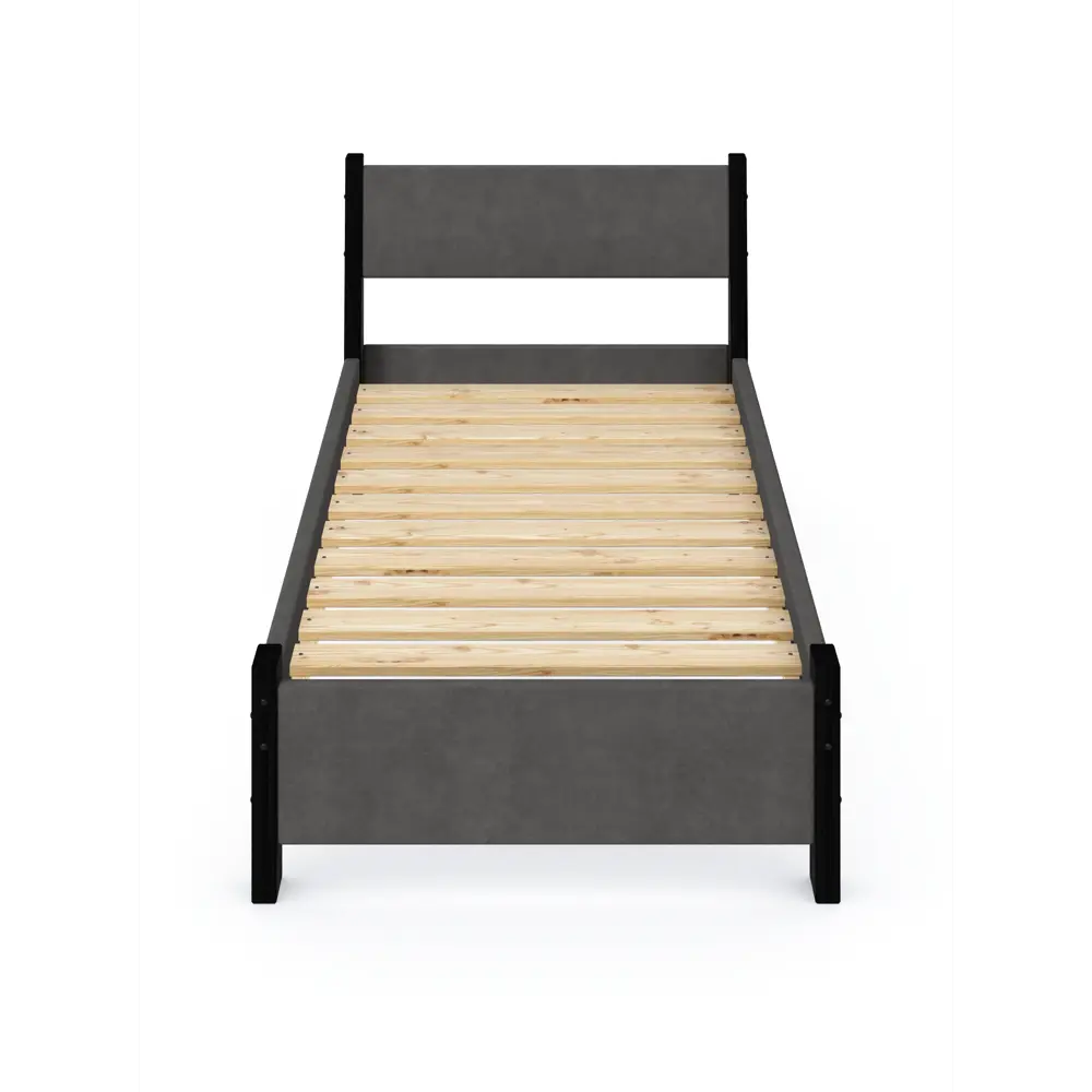 Фото 3 Кровать Solarius Мишка реечное основание mkr-obiv-rs17-onix90-190 100 x 80 x 200 см дерево цвет темно-серый/оникс