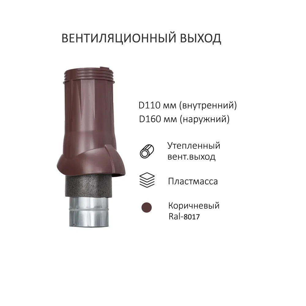 Фото 2 Комплект вентиляции с нанодефлектором Gervent для профнастила PROF-20 ⌀110/160мм RAL 8017 Фото 2 Комплект вентиляции с нанодефлектором Gervent для профнастила PROF-20 ⌀110/160мм RAL 8017