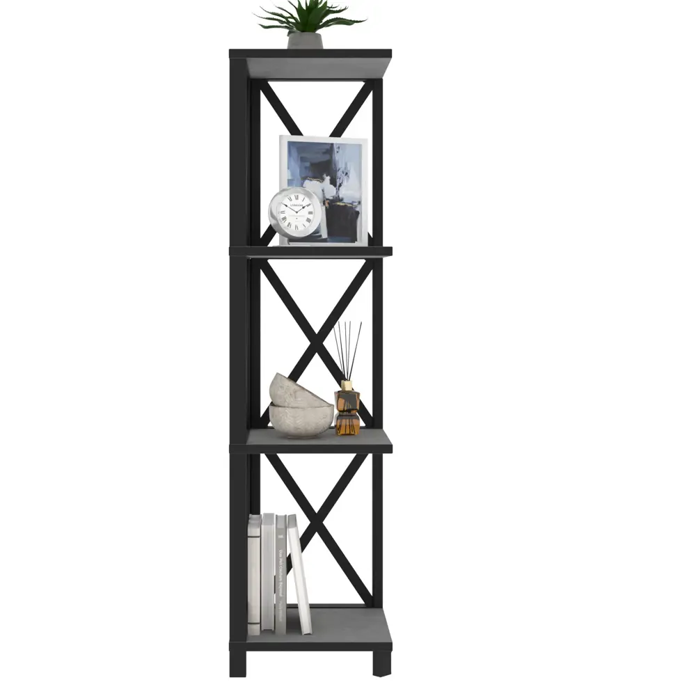 Фото 2 Стеллаж с полками Make mebel Лофт Слим-4 29x112x29 см нагрузка до 20 кг металл цвет антрацит Фото 2 Стеллаж с полками Make mebel Лофт Слим-4 29x112x29 см нагрузка до 20 кг металл цвет антрацит
