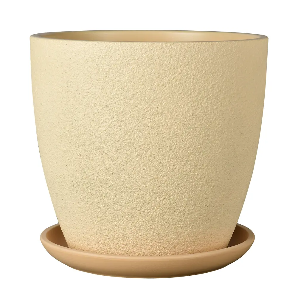 Фото Горшок цветочный Саванна Композит d 30 см 27.8 см 13 л бетон бежевый Фото Горшок цветочный Саванна Композит d 30 см 27.8 см 13 л бетон бежевый