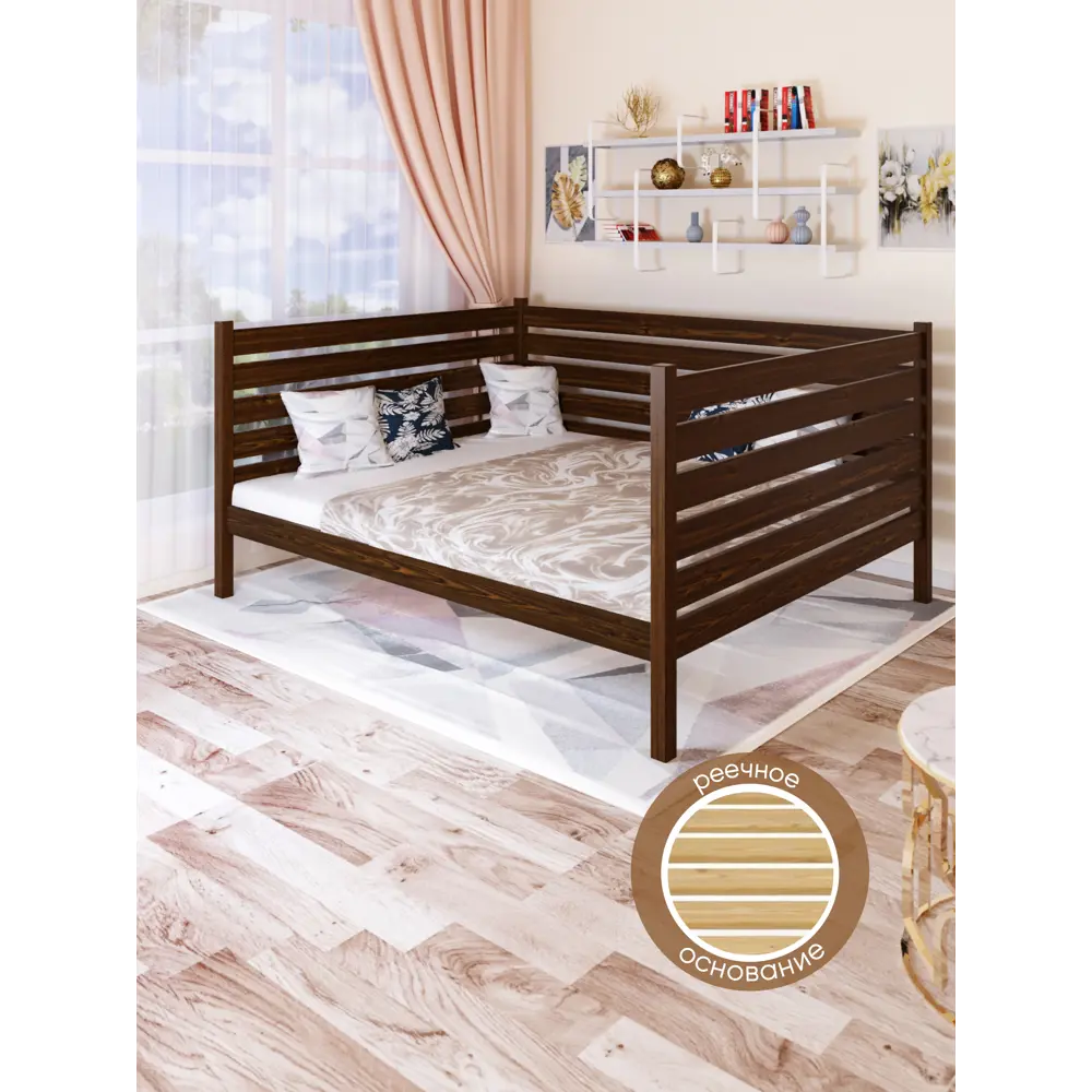 Фото 3 Кровать Solarius Tahta-spin120-190temd 130 x 101 x 200 см сосна цвет коричневый Фото 3 Кровать Solarius Tahta-spin120-190temd 130 x 101 x 200 см сосна цвет коричневый