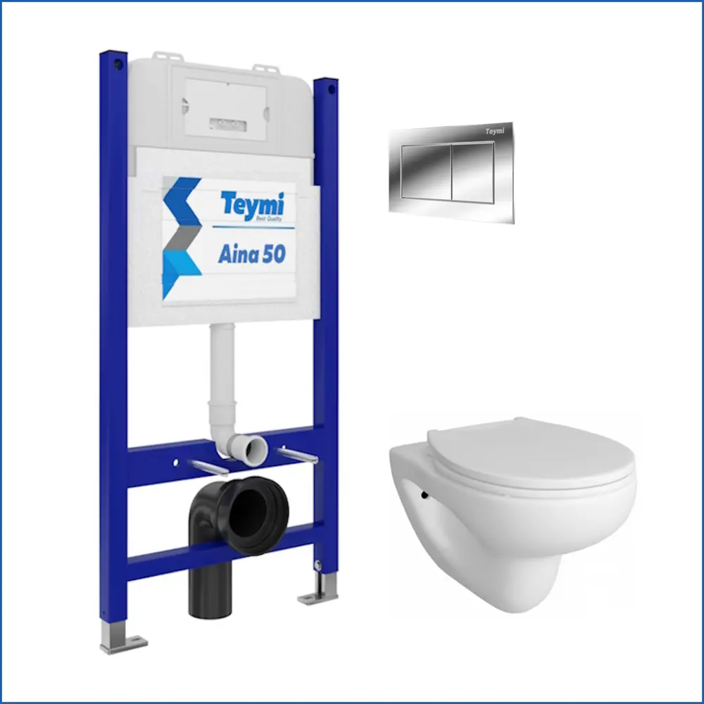 Фото 2 Комплект Teymi F00648: Инсталляция Aina 50, клавиша смыва Aina хром, унитаз Hanna Pro Фото 2 Комплект Teymi F00648: Инсталляция Aina 50, клавиша смыва Aina хром, унитаз Hanna Pro