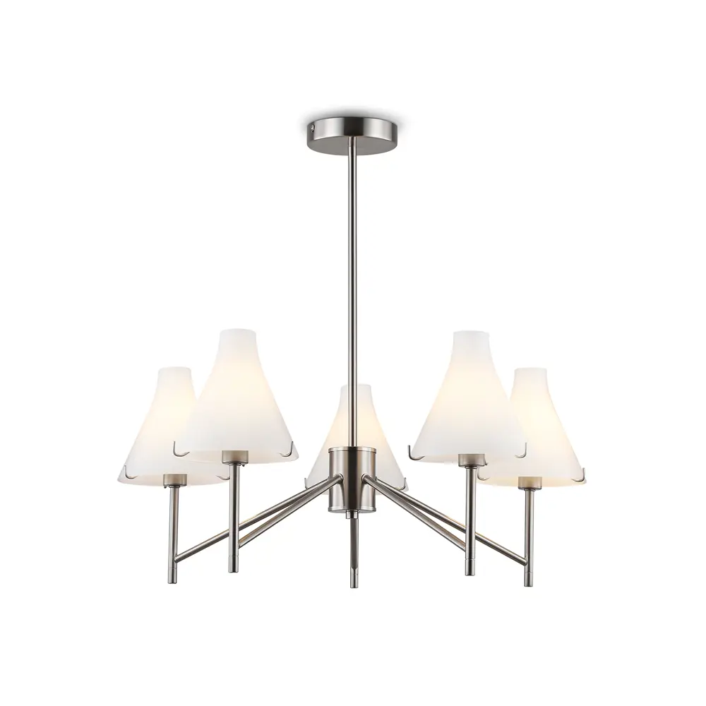 Фото Люстра на штанге Ambrella light High light Lh57123 5 ламп 23 м² цвет белый матовый, никель Фото Люстра на штанге Ambrella light High light Lh57123 5 ламп 23 м² цвет белый матовый, никель