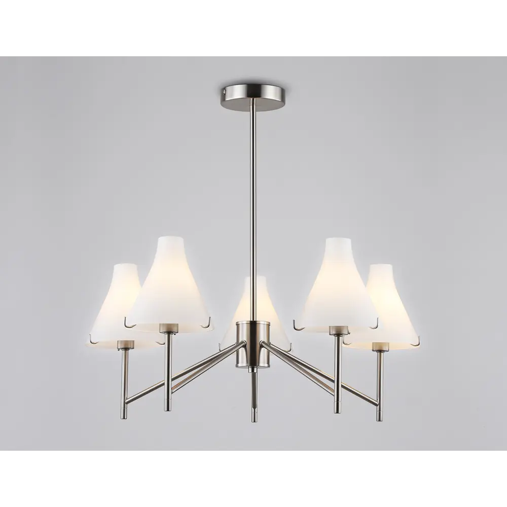 Фото 2 Люстра на штанге Ambrella light High light Lh57123 5 ламп 23 м² цвет белый матовый, никель Фото 2 Люстра на штанге Ambrella light High light Lh57123 5 ламп 23 м² цвет белый матовый, никель