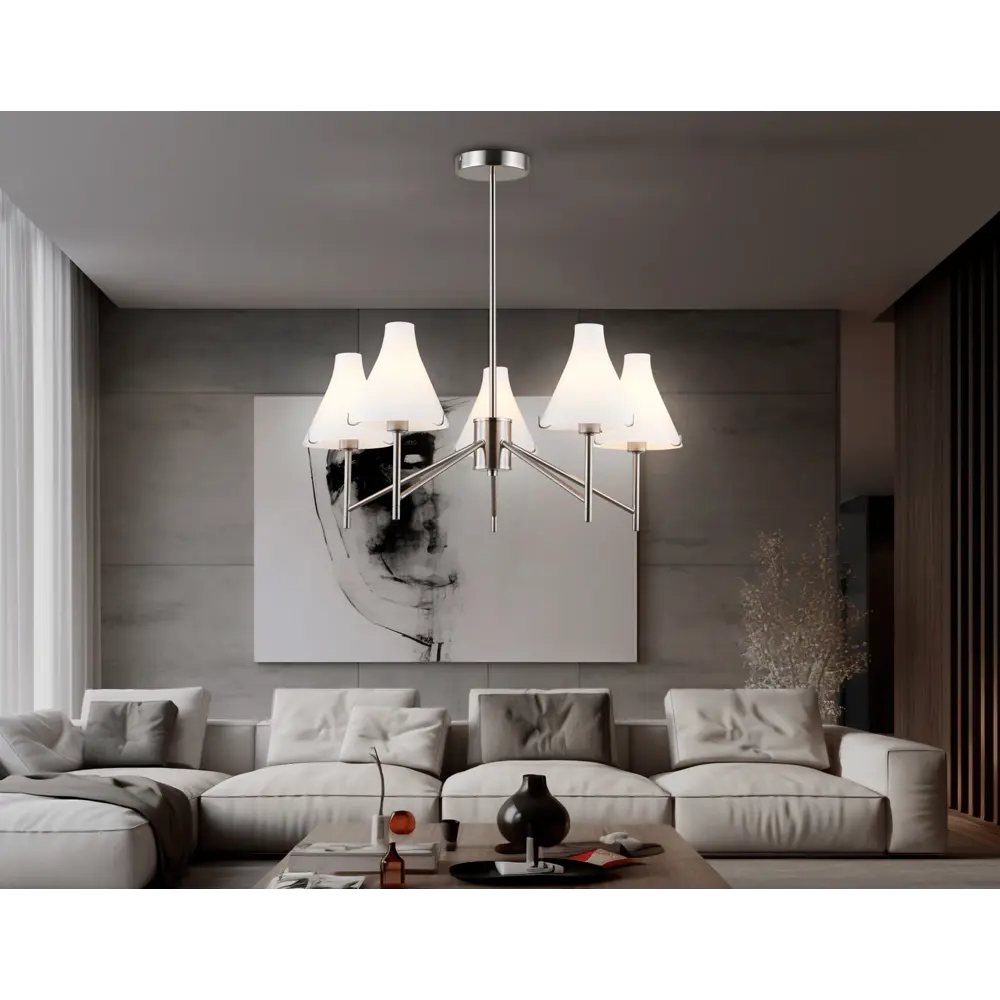 Фото 6 Люстра на штанге Ambrella light High light Lh57123 5 ламп 23 м² цвет белый матовый, никель Фото 6 Люстра на штанге Ambrella light High light Lh57123 5 ламп 23 м² цвет белый матовый, никель