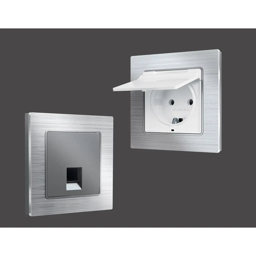 Фото 2 Рамка для розеток и выключателей Ambrella volt Alfa Platos AF550102 2 поста цвет серебро металл Фото 2 Рамка для розеток и выключателей Ambrella volt Alfa Platos AF550102 2 поста цвет серебро металл