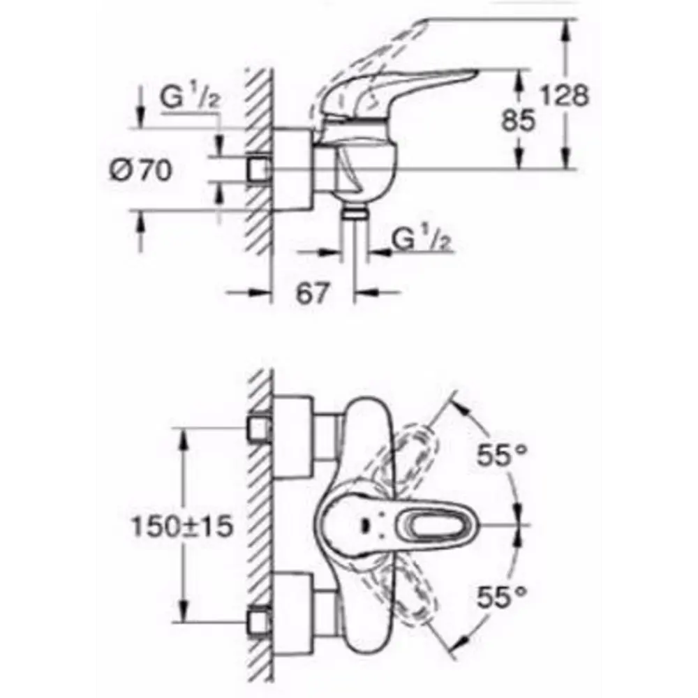 Фото 2 Смеситель для душа Grohe Eurostyle белая луна/хром 33590LS3 Фото 2 Смеситель для душа Grohe Eurostyle белая луна/хром 33590LS3