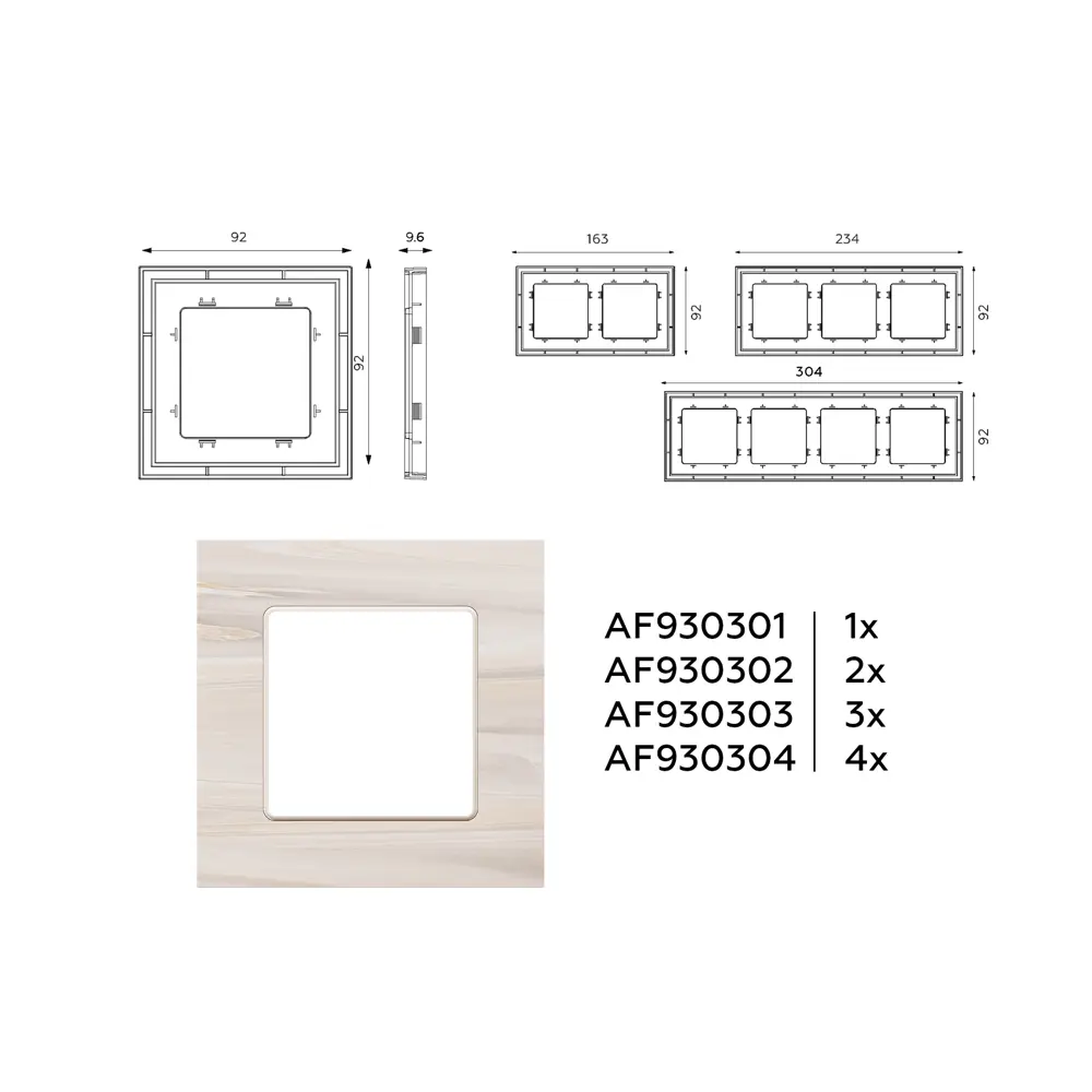 Фото 4 Рамка для розеток и выключателей Ambrella volt Alfa Grand AF930302 2 поста цвет бежевый мрамор