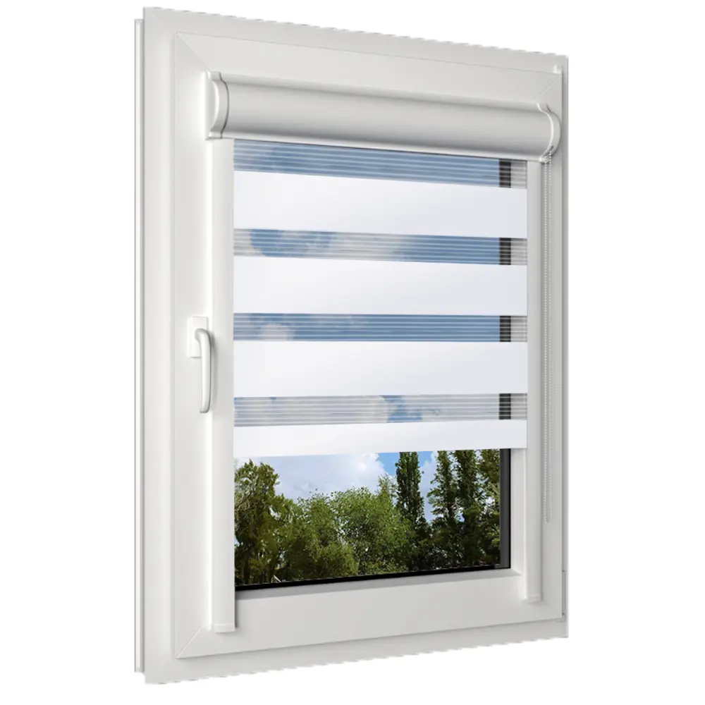 Фото Рулонная штора день/ночь Унистайл RKRZBELI070145, 70x145 см, белый Фото Рулонная штора день/ночь Унистайл RKRZBELI070145, 70x145 см, белый