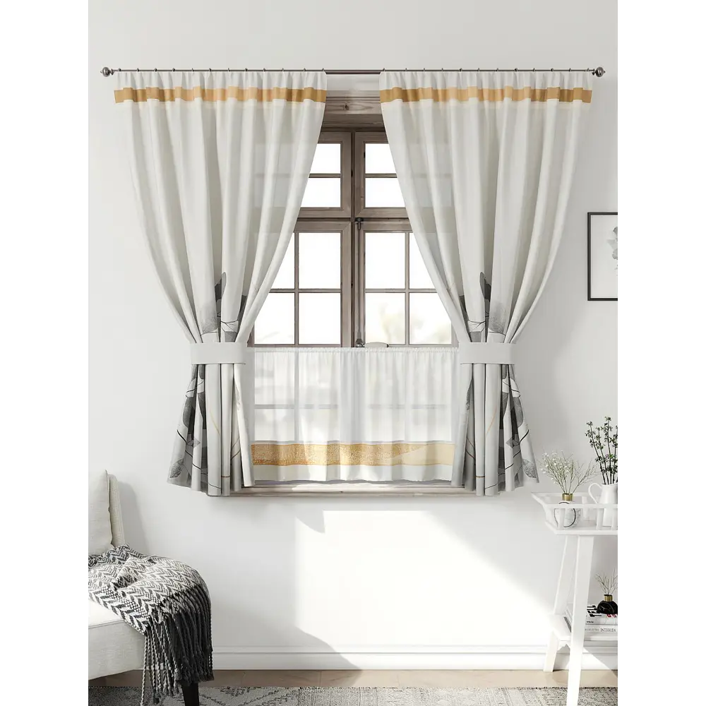 Фото Комплект штор Comfy way Иномик - 86 CW705086-160 на шторной ленте 160x150 см цвет бежевый Фото Комплект штор Comfy way Иномик - 86 CW705086-160 на шторной ленте 160x150 см цвет бежевый