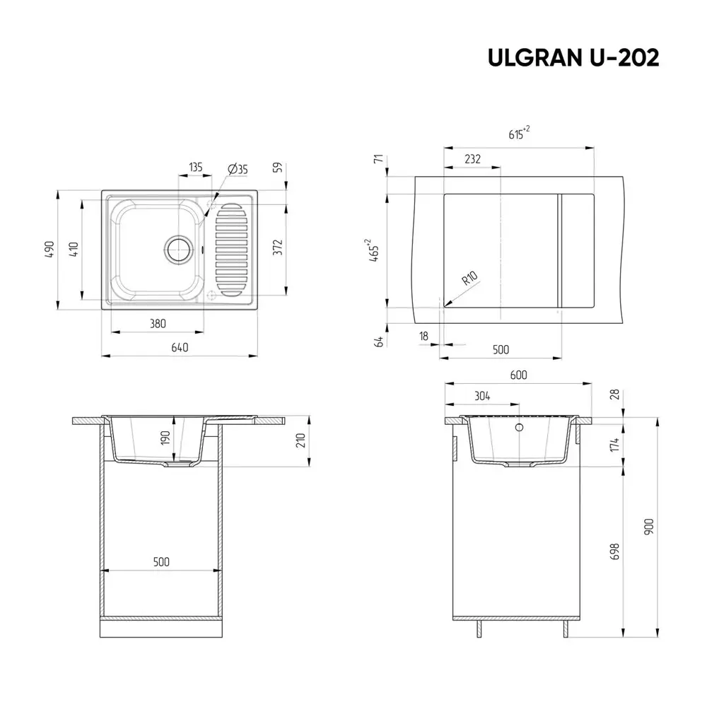 Фото 4 Мойка для кухни Ulgran U-202-341 цвет белый Фото 4 Мойка для кухни Ulgran U-202-341 цвет белый
