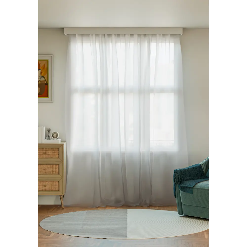 Фото Тюль Colore caldo 04462 на шторной ленте 300x300 см цвет белый Фото Тюль Colore caldo 04462 на шторной ленте 300x300 см цвет белый