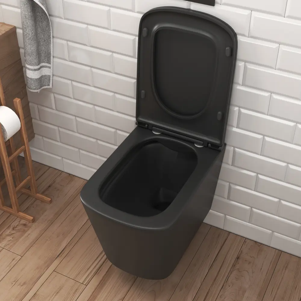 Фото 3 Комплект Инсталляция Grohe 3 в 1 38772001 кнопка хром Verna JK3021028MB черный унитаз