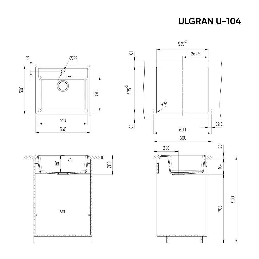 Фото 3 Мойка для кухни Ulgran U-104-307 цвет терракотовый Фото 3 Мойка для кухни Ulgran U-104-307 цвет терракотовый