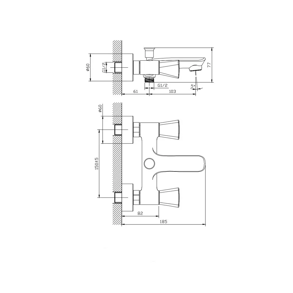 Фото 2 Смеситель для ванны Rush AN2435-44 двухвентильный цвет хром