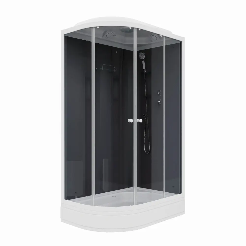 Фото 2 Душевая кабина Parly CM121R 120x80см высокий поддон профиль белый стекло тонированное Фото 2 Душевая кабина Parly CM121R 120x80см высокий поддон профиль белый стекло тонированное