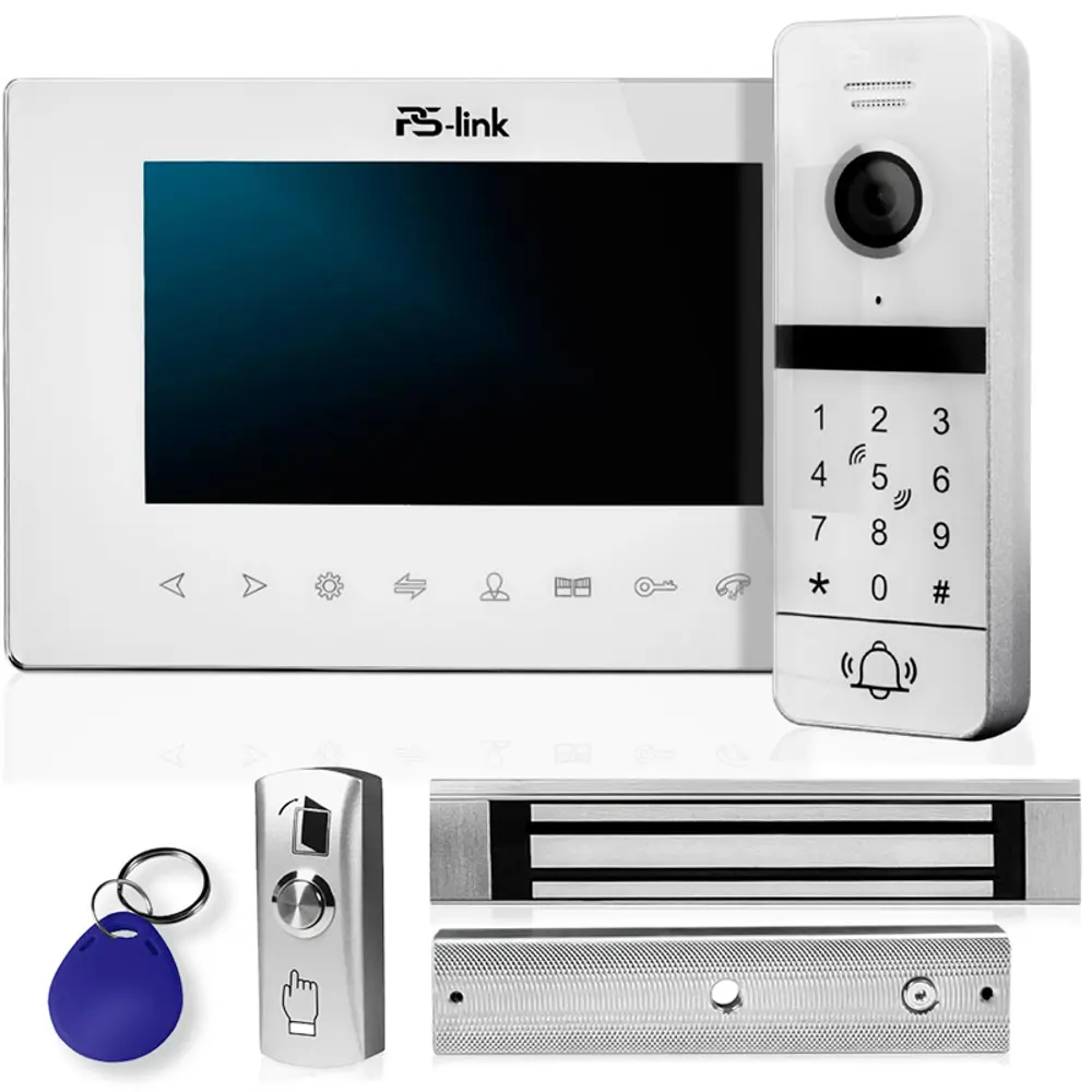 Фото Комплект Wi Fi видеодомофона Ps-link KIT-7427WW-18 7" цвет белый Фото Комплект Wi Fi видеодомофона Ps-link KIT-7427WW-18 7" цвет белый