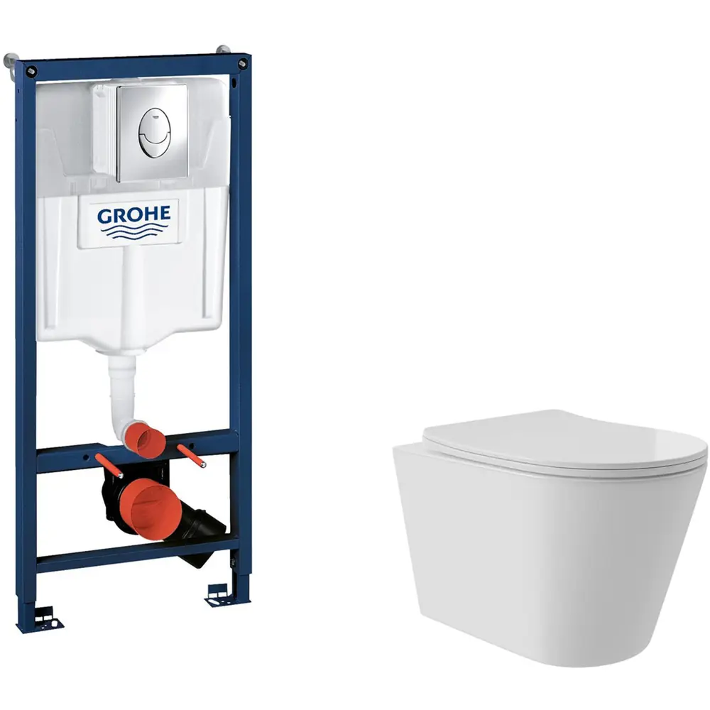 Фото 2 Инсталляция GROHE Rapid SL с клавишей смыва Skate Air (3 реж) 38721001 и унитаз Long 520*365 Vortex Soft-Close белый глянцевый конус Фото 2 Инсталляция GROHE Rapid SL с клавишей смыва Skate Air (3 реж) 38721001 и унитаз Long 520*365 Vortex Soft-Close белый глянцевый конус