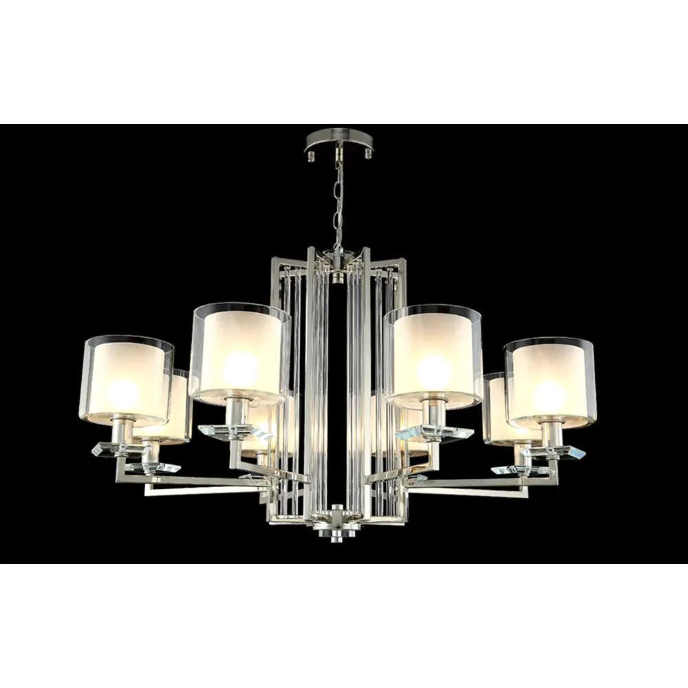 Фото 2 Люстра подвесная Crystal Lux 308_3400 8 ламп 16 м² цвет никель Фото 2 Люстра подвесная Crystal Lux 308_3400 8 ламп 16 м² цвет никель
