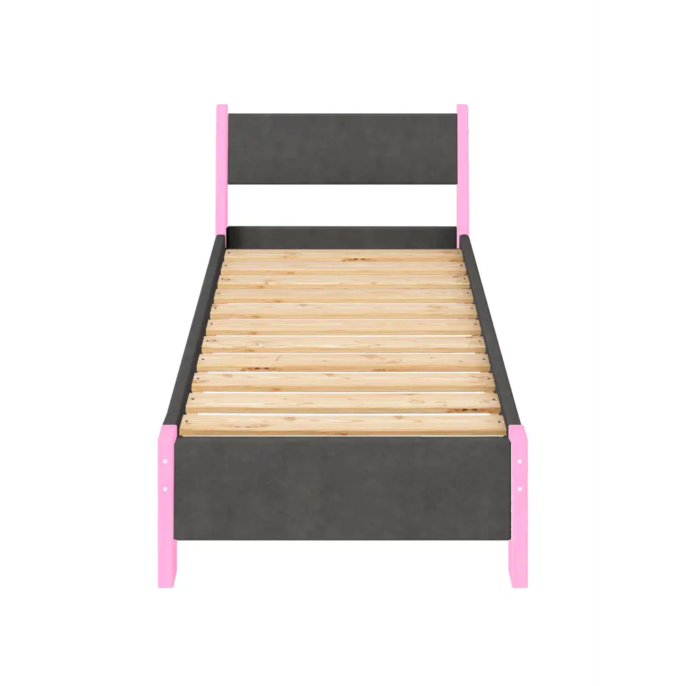 Фото 3 Кровать Solarius Мишка реечное основание mkr-obiv-rs17-roz70-190 80 x 80 x 200 см дерево цвет темно-серый/розовый