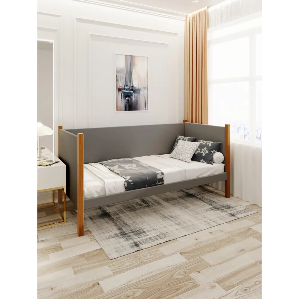 Фото 4 Кровать Solarius Тахта реечное основание svetser100-160olha 110 x 101 x 170 см дерево цвет светло-серый, ольха