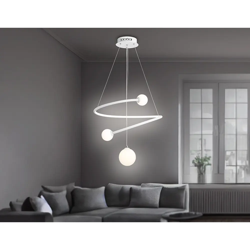 Фото 16 Светильник подвесной светодиодная Ambrella light Fl66299 с пультом управления 12 м² нейтральный белый свет цвет белый