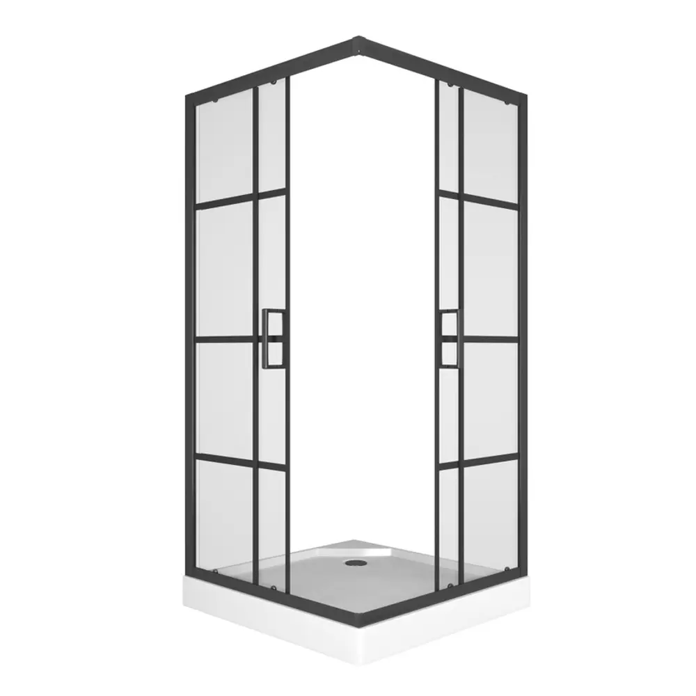 Фото Душевой уголок Bauedge Ty0046 квадрат с поддоном 80x80см профиль хромированный эффект стекла прозрачный Фото Душевой уголок Bauedge Ty0046 квадрат с поддоном 80x80см профиль хромированный эффект стекла прозрачный