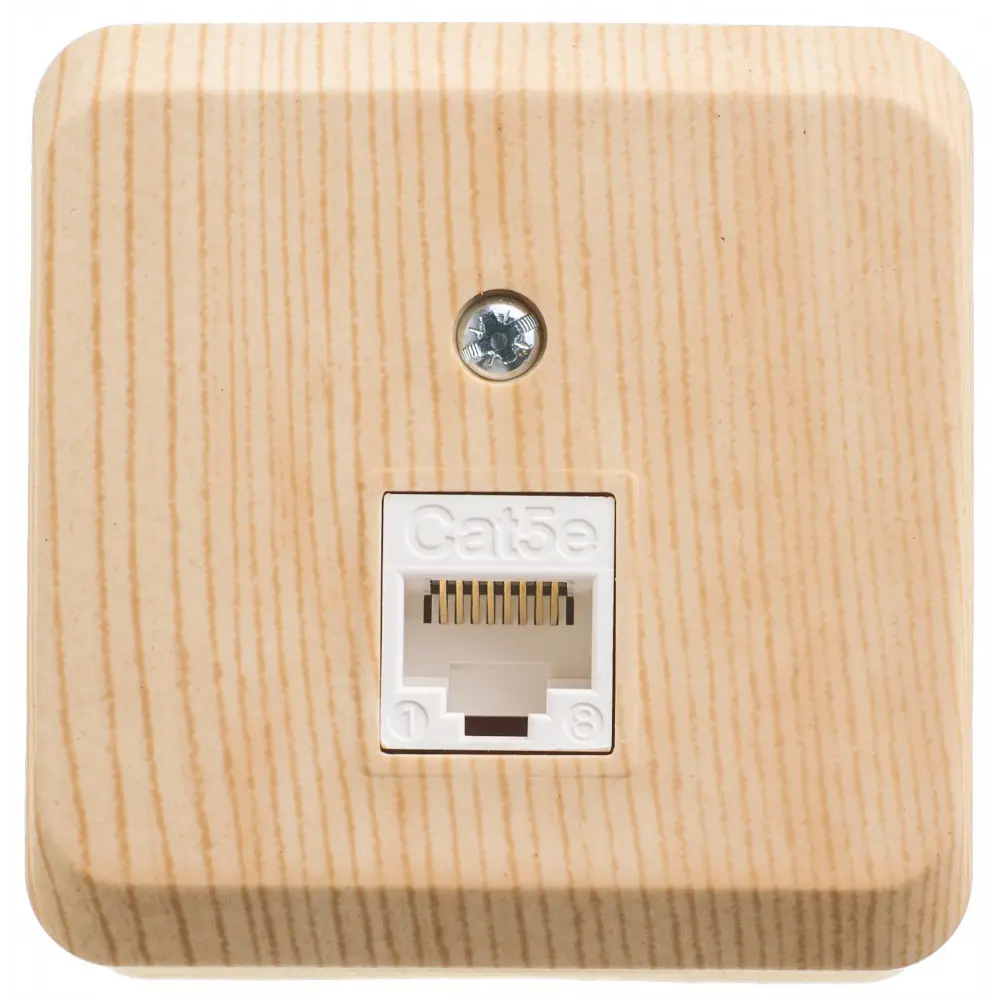 Фото Розетка компьютерная накладная Systeme electric Этюд KOMA-001D RJ45 цвет сосна Фото Розетка компьютерная накладная Systeme electric Этюд KOMA-001D RJ45 цвет сосна