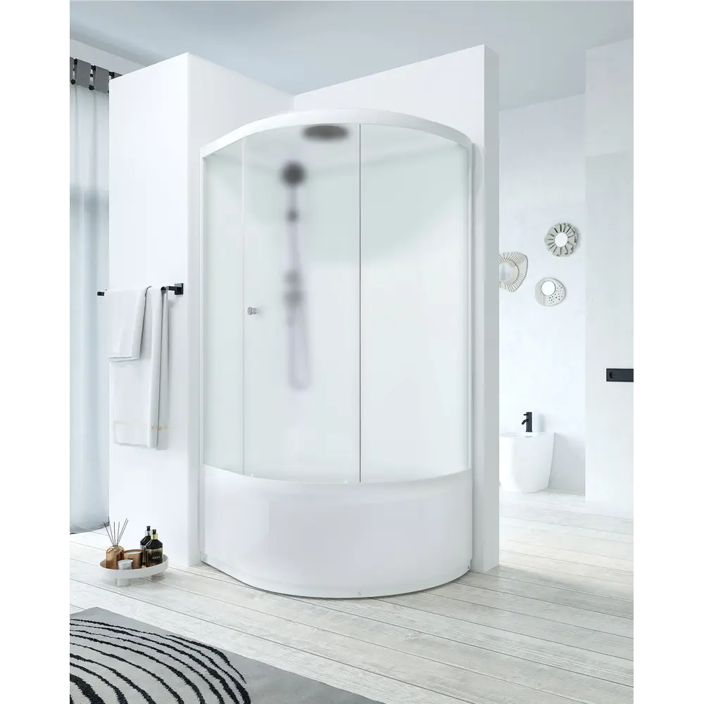 Фото 4 Душевая кабина Domani-Spa Simple 128 high L, 120x80x218 см, высокий поддон, сатин-матированное стекло Фото 4 Душевая кабина Domani-Spa Simple 128 high L, 120x80x218 см, высокий поддон, сатин-матированное стекло