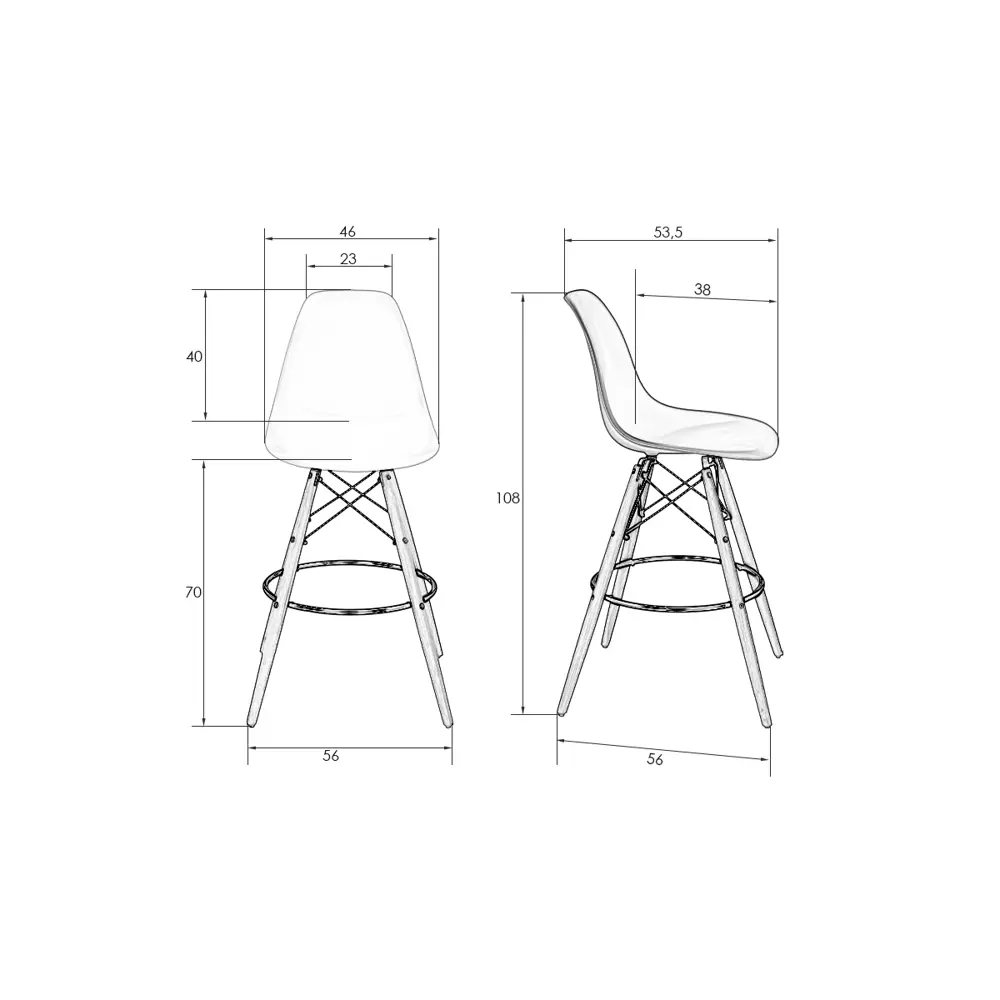 Фото 7 Комплект барных стульев 2 шт Dobrin DSW Bar 56x108x56 см цвет мятный Фото 7 Комплект барных стульев 2 шт Dobrin DSW Bar 56x108x56 см цвет мятный
