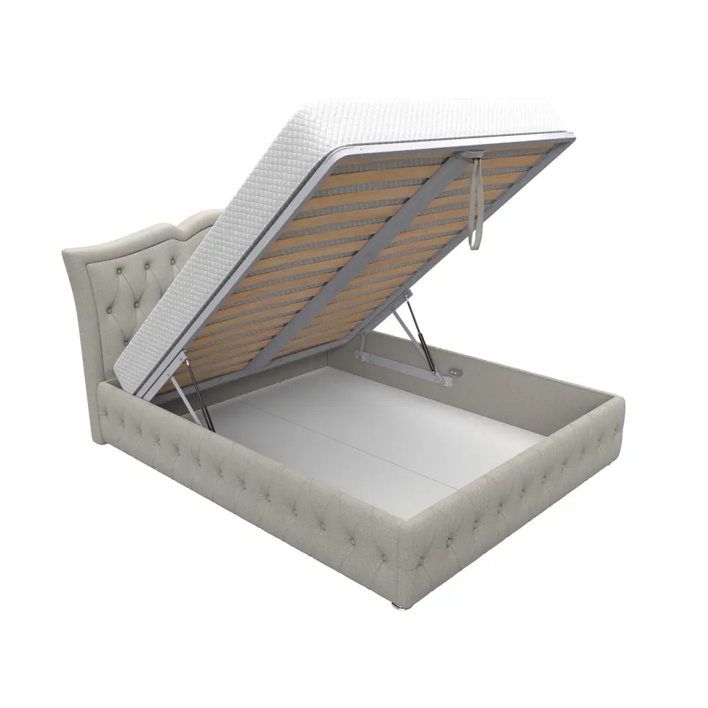 Фото 5 Кровать Герда 160 Лига диванов 123064 187x110x211 см рогожка цвет амур 02 бежевый