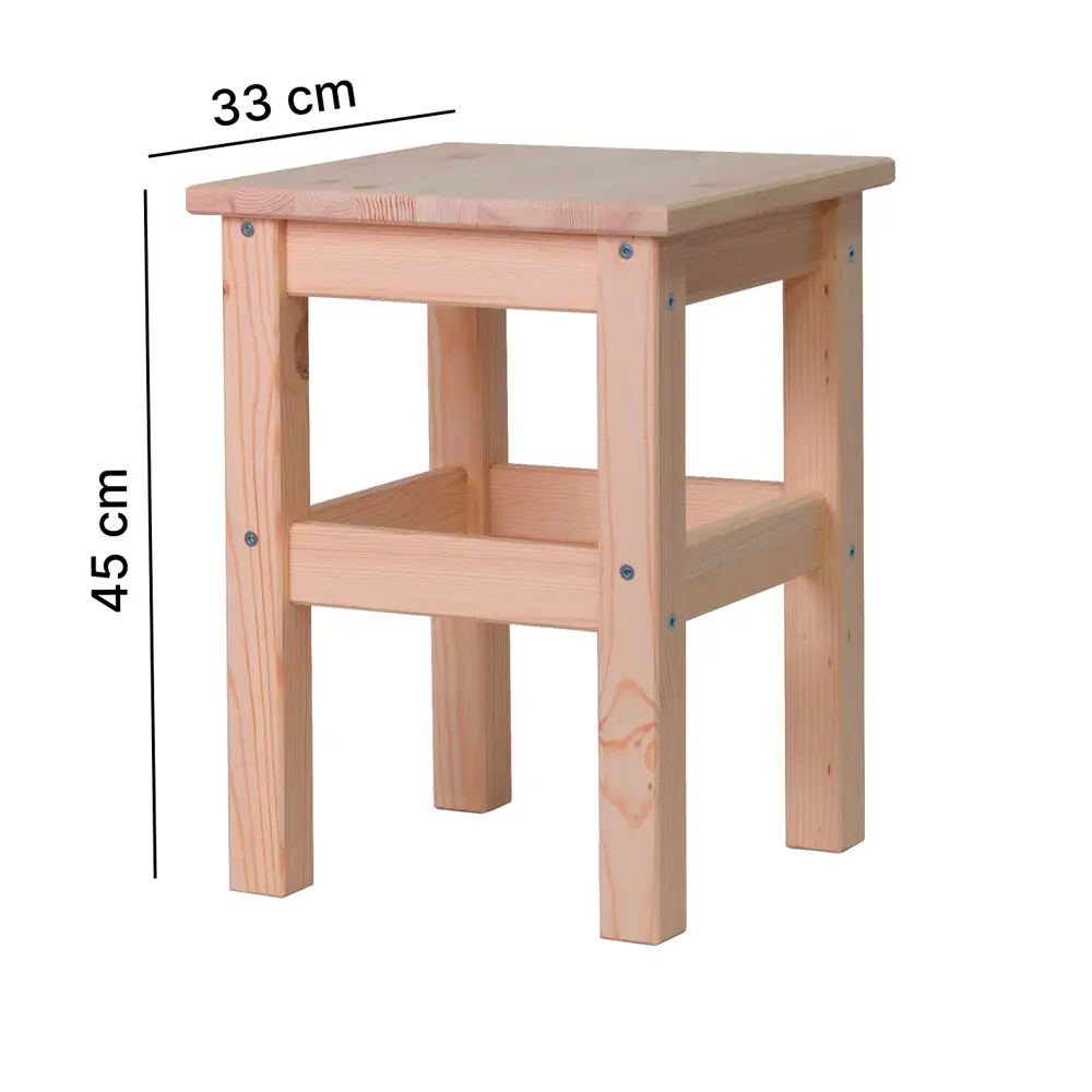 Фото Табурет Dipriz Одвар 33x45x33 см массив сосны цвет натуральный Фото Табурет Dipriz Одвар 33x45x33 см массив сосны цвет натуральный