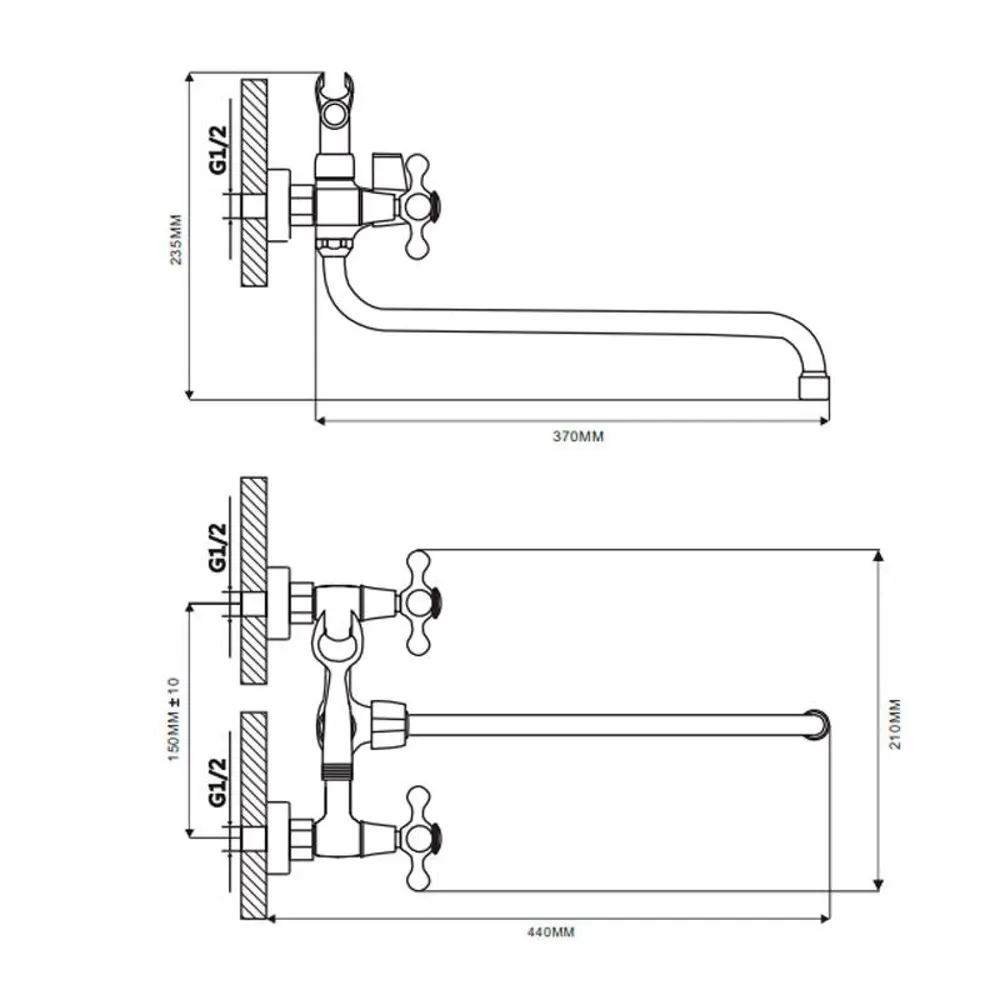 Фото 2 Смеситель для ванны Maxonor MN2619-2 двухвентильный цвет хром