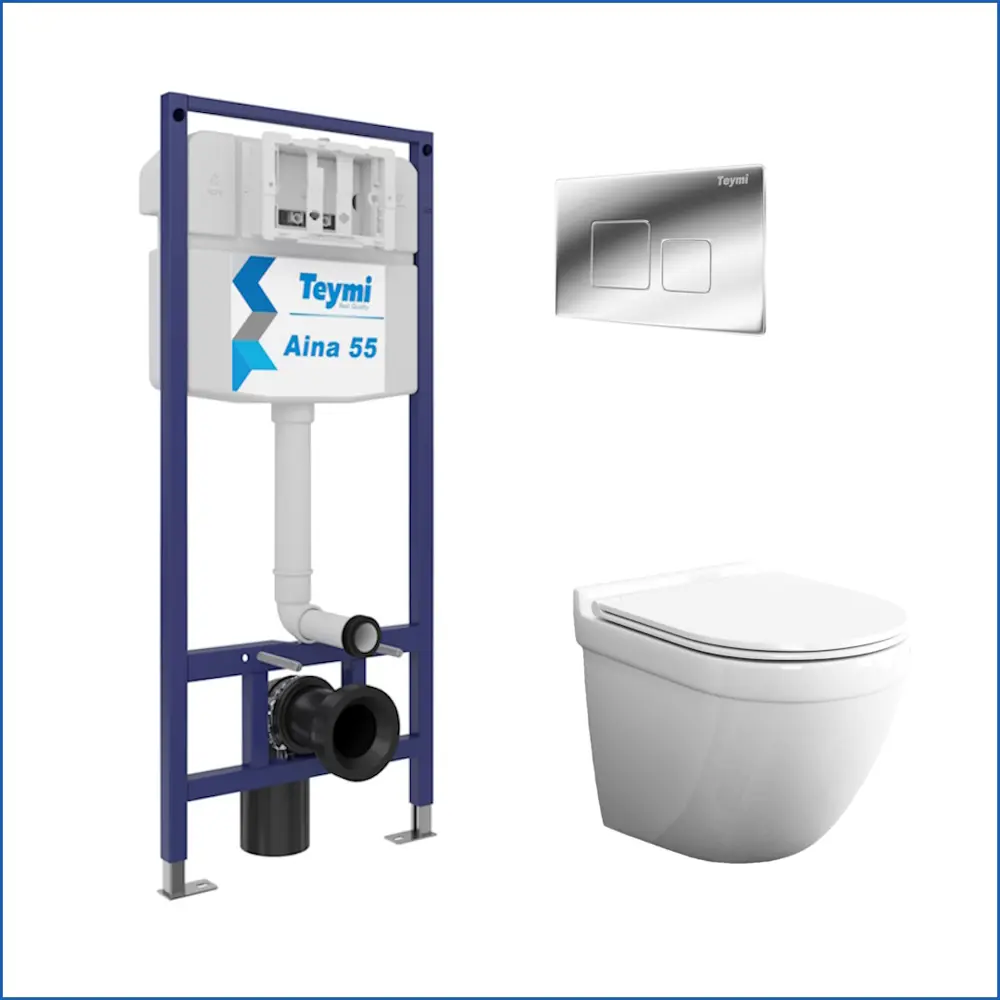 Фото 2 Инсталляция с унитазом комплект 5 в 1 Teymi унитаз подвесной безободковый Iva кнопка хром F13626 Фото 2 Инсталляция с унитазом комплект 5 в 1 Teymi унитаз подвесной безободковый Iva кнопка хром F13626