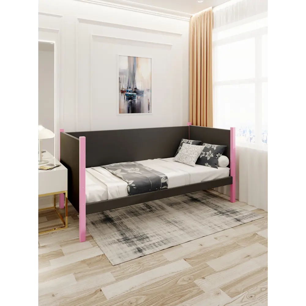 Фото 3 Кровать Solarius Тахта реечное основание temser90-160roz 100 x 101 x 170 см дерево цвет темно-серый, розовый Фото 3 Кровать Solarius Тахта реечное основание temser90-160roz 100 x 101 x 170 см дерево цвет темно-серый, розовый