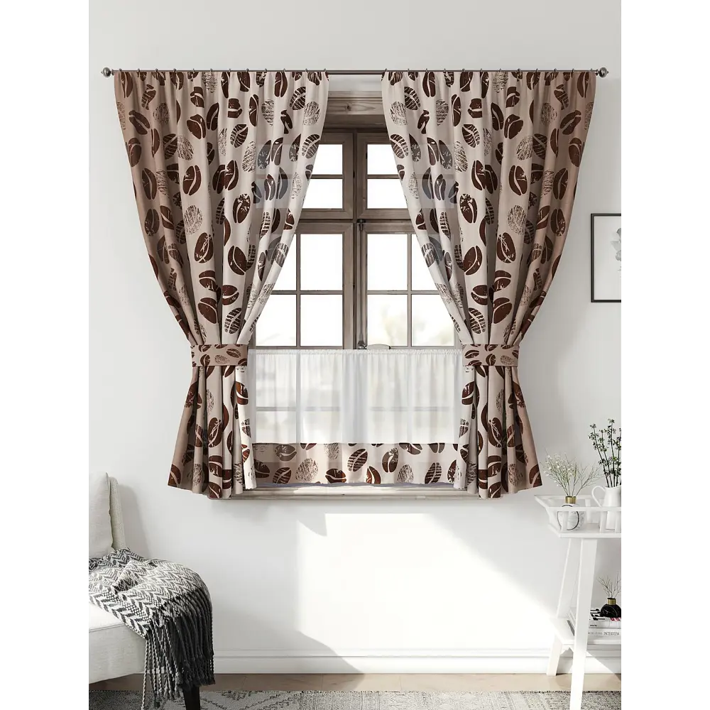 Фото Комплект штор Comfy way Иномик - 06 CW705006-160 на шторной ленте 160x150 см цвет бежевый Фото Комплект штор Comfy way Иномик - 06 CW705006-160 на шторной ленте 160x150 см цвет бежевый