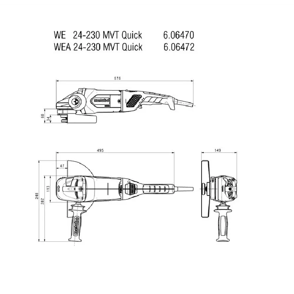 Фото 2 УШМ Metabo WEA 24-230 MVT Quick, 2400 Вт, 230 мм Фото 2 УШМ Metabo WEA 24-230 MVT Quick, 2400 Вт, 230 мм