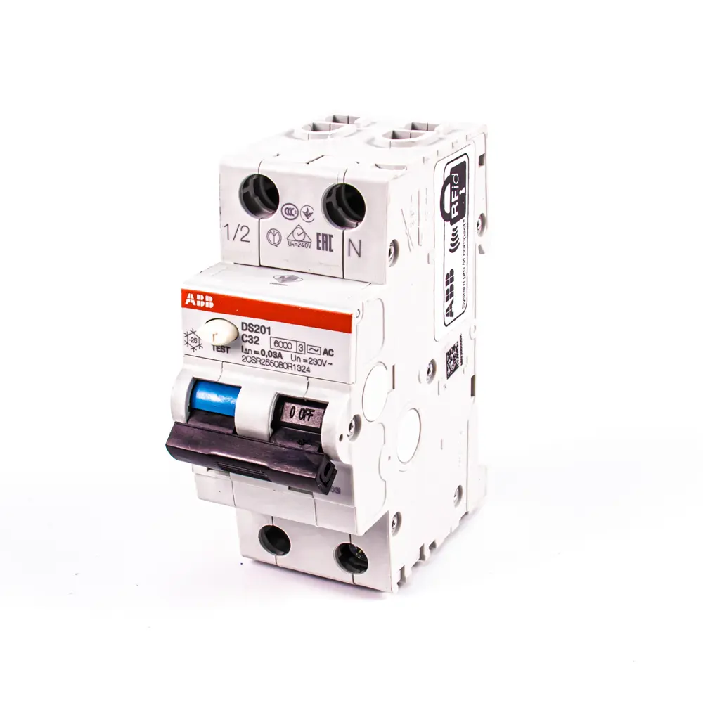 Фото Дифференциальный автомат ABB DS201 1P+ N C32 A 30 мА 6 кА AC 2CSR255080R1324 Фото Дифференциальный автомат ABB DS201 1P+ N C32 A 30 мА 6 кА AC 2CSR255080R1324
